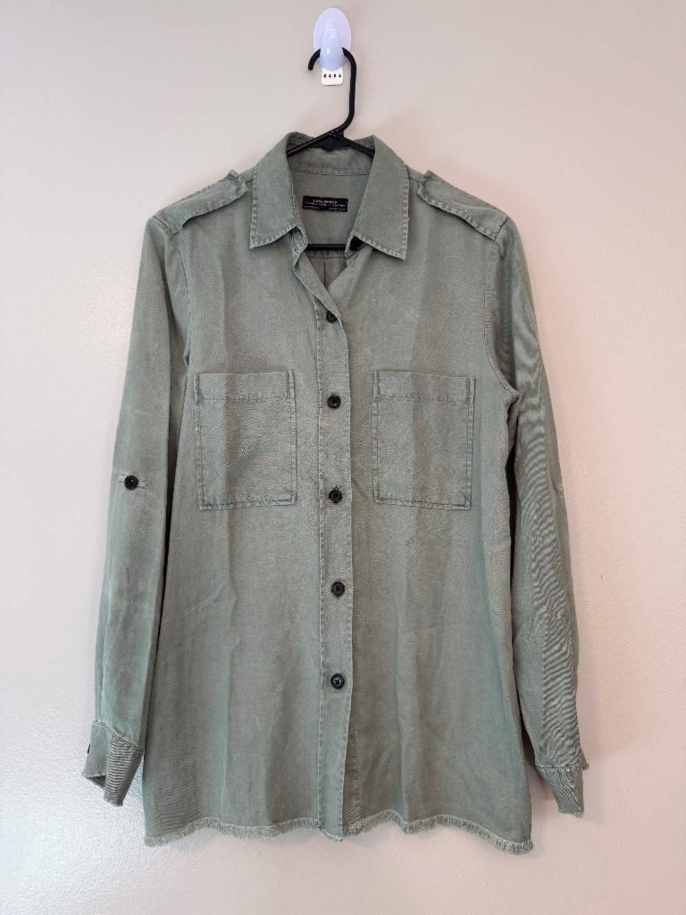 Zara Oversized Military Utility Shirt Jacket Green Shacked 28" Pit-to-Pit
